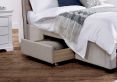 Elise Stone Winged Upholstered Drawer Storage Bed Frame - King Size