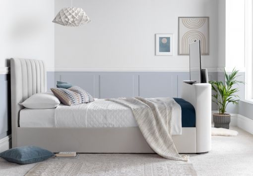 Lucille Upholstered TV Bed Mid Grey Bed Frame Only