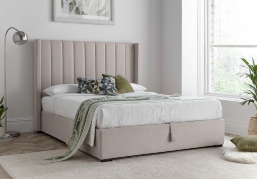 Maya Winged Ottoman Light Grey - Bed Frame Only