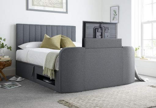 Onelife Seal Grey Upholstered TV Ottoman Bed Frame