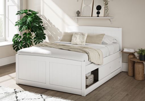 Maxistore 3 Door White/Black Wooden Storage Single Bed Frame