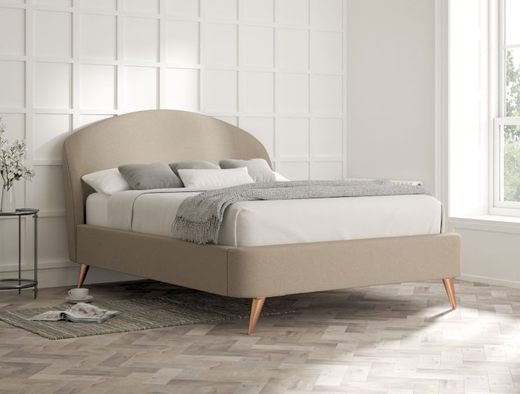 Lunar Upholstered Bed Frame - King Size Bed Frame Only - Arran Natural