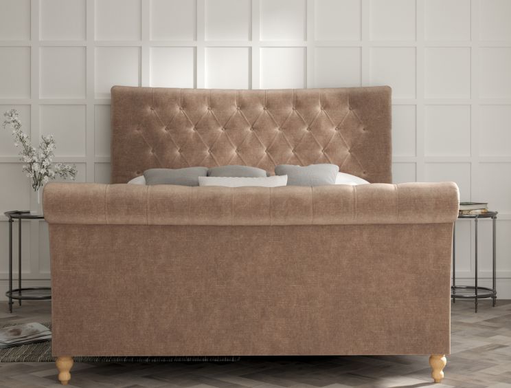 Cavendish Savannah Mocha Upholstered Single Sleigh Bed Only