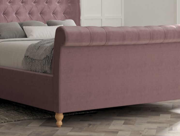 Cavendish Velvet Lilac Upholstered Compact Double Sleigh Bed Only