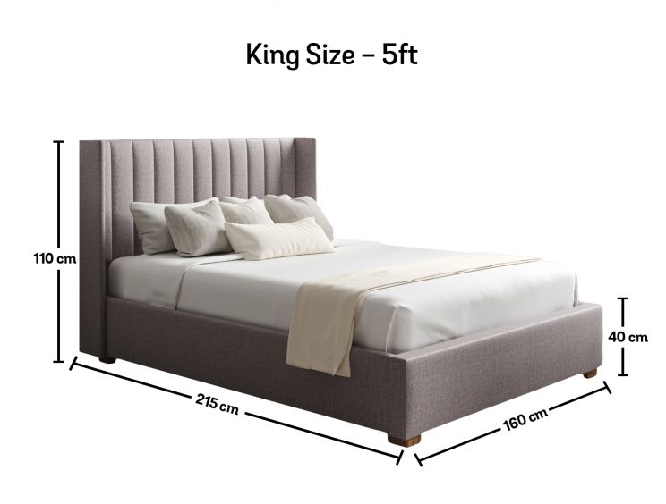 Essentials Winged Grey Ottoman King Size Bed Frame