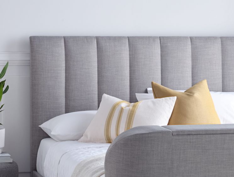 Lucille Upholstered TV Bed Mid Grey - King Bed Frame Only