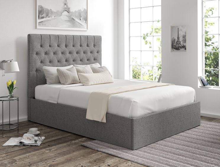 Maxi Arran Pebble Upholstered Ottoman Double Bed Frame Only