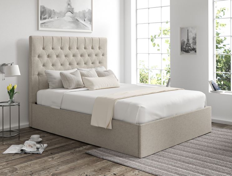 Maxi Trebla Flax Upholstered Ottoman King Size Bed Frame Only