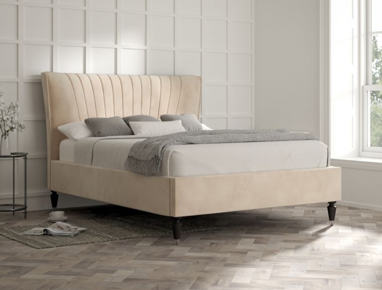 Melbury Upholstered Bed Frame - Compact Double Bed Frame Only - Savannah Almond
