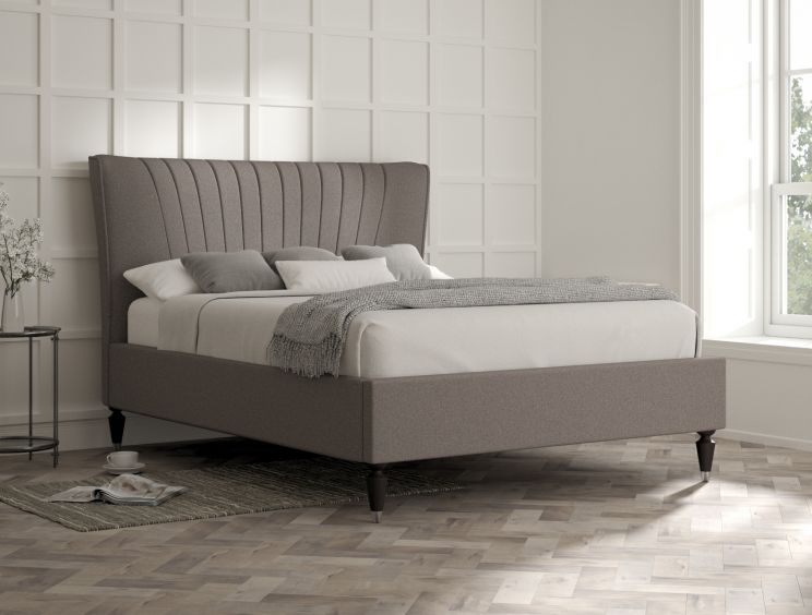 Melbury Upholstered Bed Frame - Compact Double Bed Frame Only - Shetland Mercury