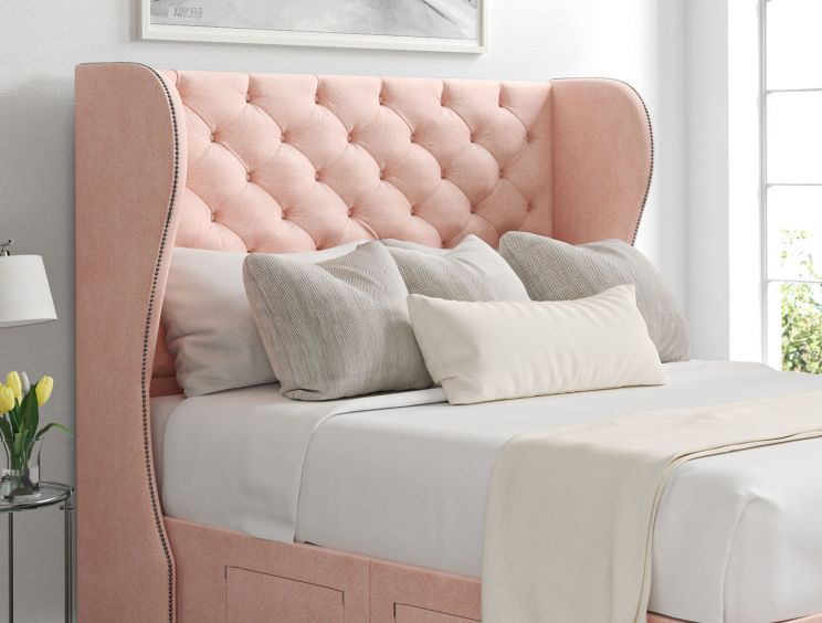 Miami Winged Upholstered Arlington Candyfloss Floor Standing Double Headboard Only