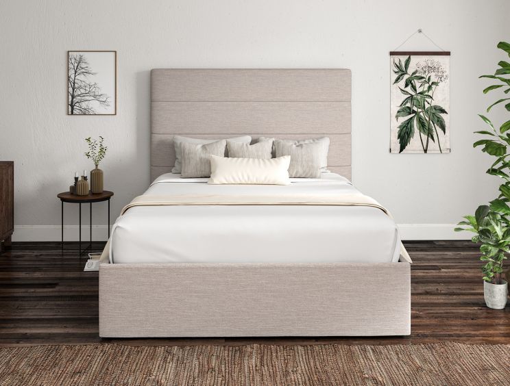 Milano Linea Fog Upholstered Ottoman Double Bed Frame Only