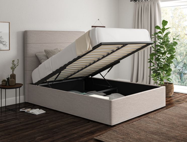 Milano Linea Fog Upholstered Ottoman King Size Bed Frame Only