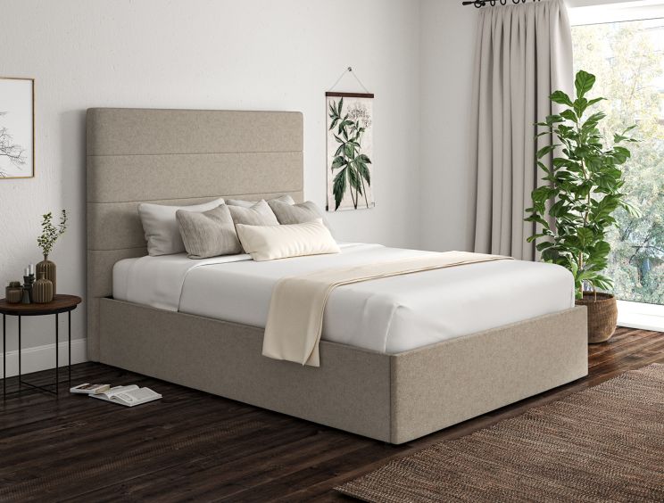Milano Trebla Flax Upholstered Ottoman King Size Bed Frame Only