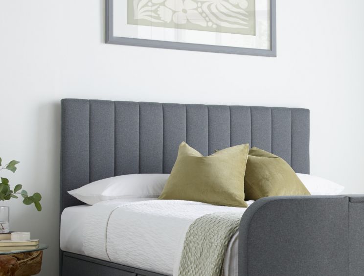 Onelife Seal Grey Upholstered TV Ottoman King Size Bed Frame