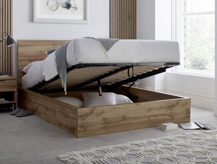 Chicago Industrial Oak Ottoman Storage Bed - King Size Ottoman Only