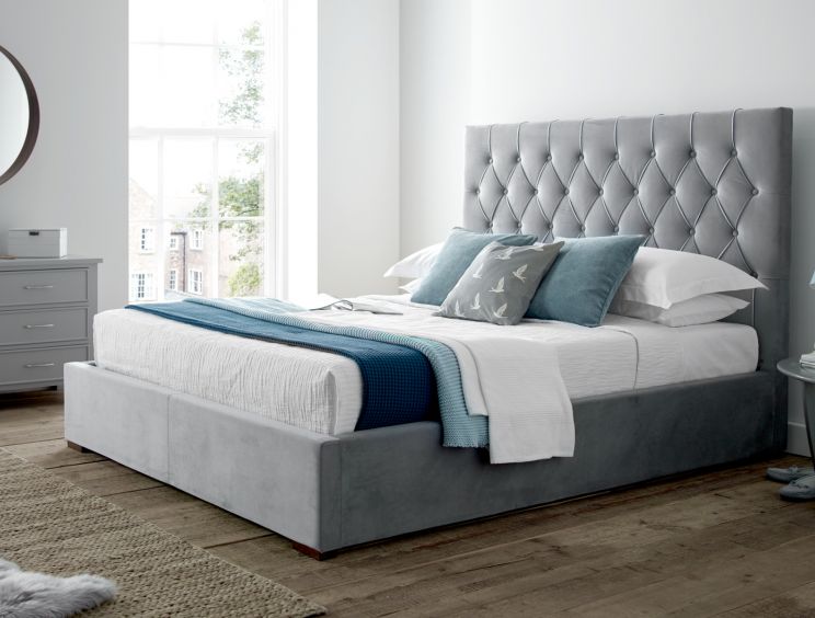 Savoy Grey Upholstered Ottoman Storage King Size Bed Frame Only