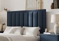 Santorini Upholstered Ottoman TV Bed Blue Velvet - King Size Bed Frame Only