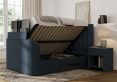 Santorini Upholstered Ottoman TV Bed Blue Velvet - King Size Bed Frame Only