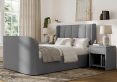 Vancouver Winged Upholstered Ottoman TV Bed Grey Velvet - Double Bed Frame Only