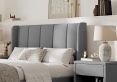 Vancouver Winged Upholstered Ottoman TV Bed Grey Velvet - Double Bed Frame Only