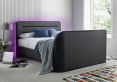 Fuzion Charcoal Faux Leather Upholstered King Size TV Bed Frame