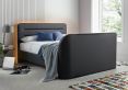 Fuzion Charcoal Faux Leather Upholstered Double TV Bed Frame