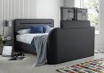 Fuzion Charcoal Faux Leather Upholstered King Size TV Bed Frame