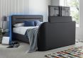 Fuzion Charcoal Faux Leather Upholstered King Size TV Bed Frame