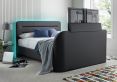 Fuzion Charcoal Faux Leather Upholstered Double TV Bed Frame