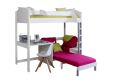 Noah White High Sleeper Bed Frame With Pink Futon