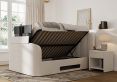 Copenhagen Upholstered Ottoman TV Bed Off White - King Size Bed Frame Only