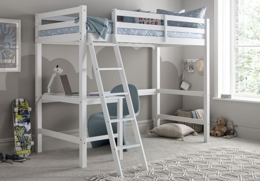 Essentials White Single Wooden High Sleeper Bed Frame