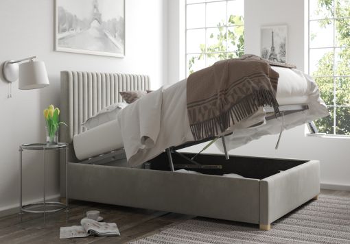 Levisham Ottoman Silver Kimiyo Linen Bed Frame Only