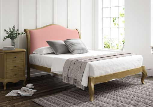 Lyon Hugo Powder Upholstered Oak Bed Frame - LFE - Bed Frame Only