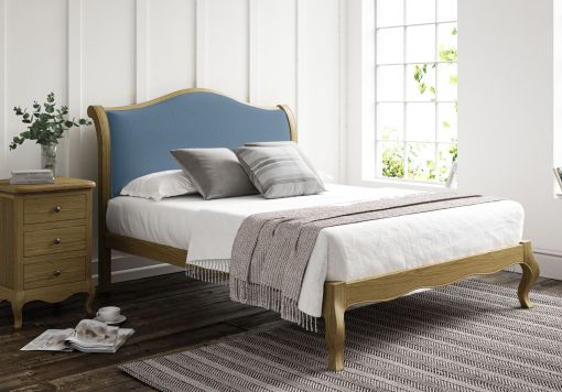 Lyon Hugo Wedgewood Upholstered Oak Bed Frame - LFE - Bed Frame Only