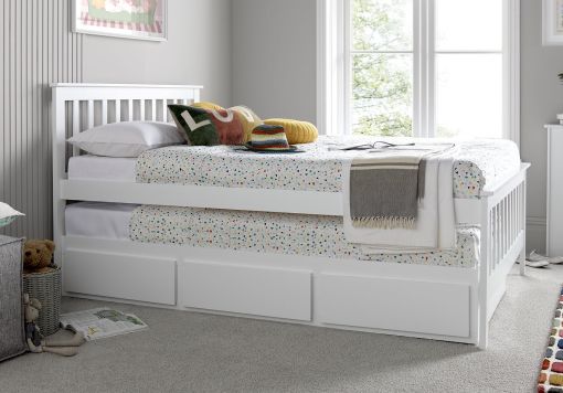 Malvern White 3 Drawer Double Wooden Bed With Trundle