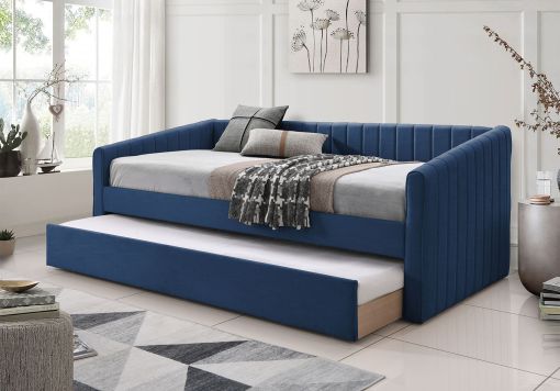 Sanderson Navy Blue Upholstered Day Bed Including Underbed