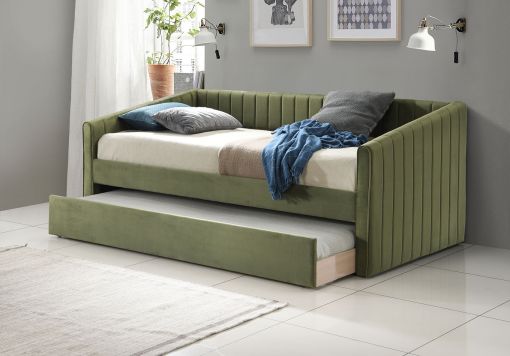 Sanderson Olive Green Upholstered Day Bed Including Underbed