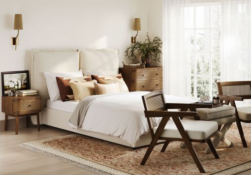 Filey Ivory Linen Upholstered Bed Frame