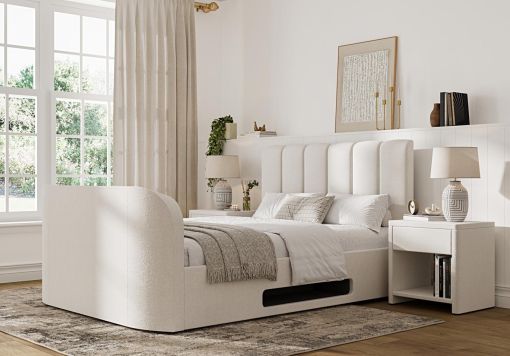 Copenhagen Upholstered Ottoman TV Bed - Off White