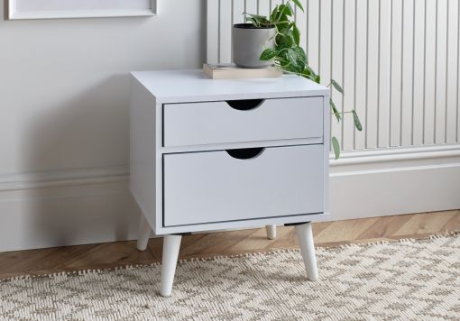 Molle 2 Drawer White Bedside Only