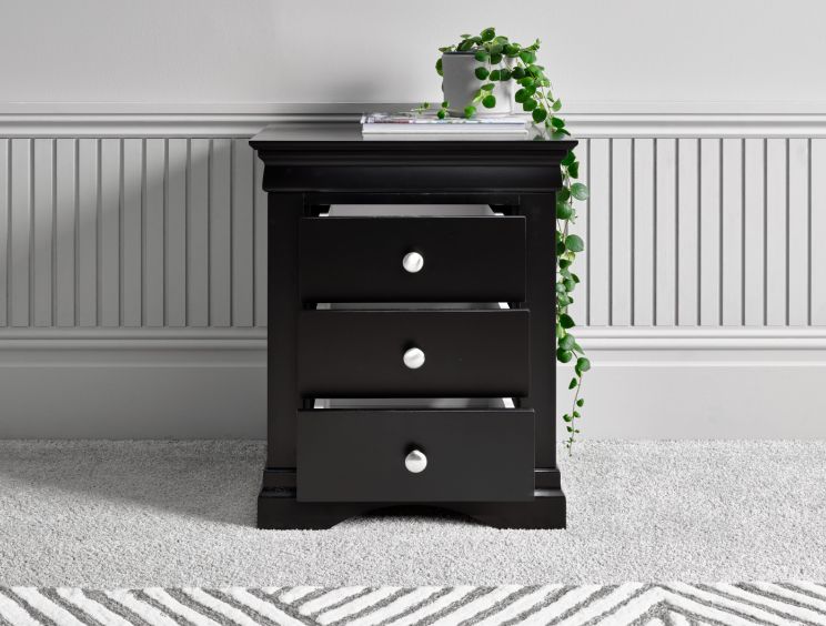 Chateaux Black 3 Drawer Bedside Only