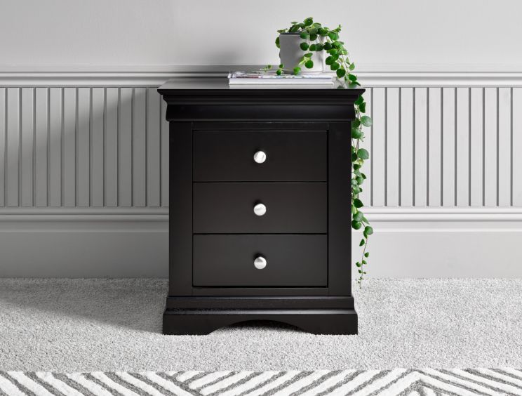 Chateaux Black 3 Drawer Bedside Only