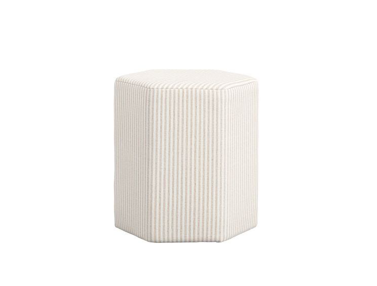 Dunwich Beige Upholstered Striped Stool