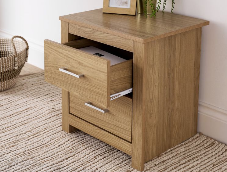 Essentials 2 Drw Oak Bedside