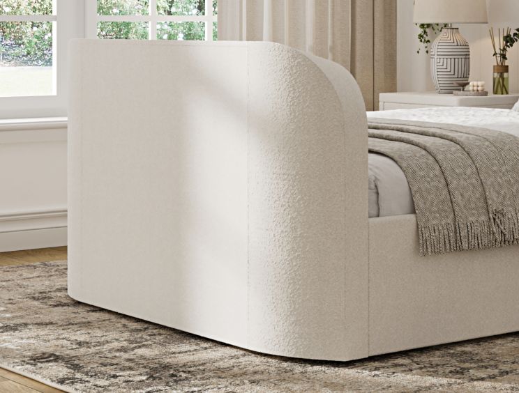 Copenhagen Upholstered Ottoman TV Bed Off White - King Size Bed Frame Only