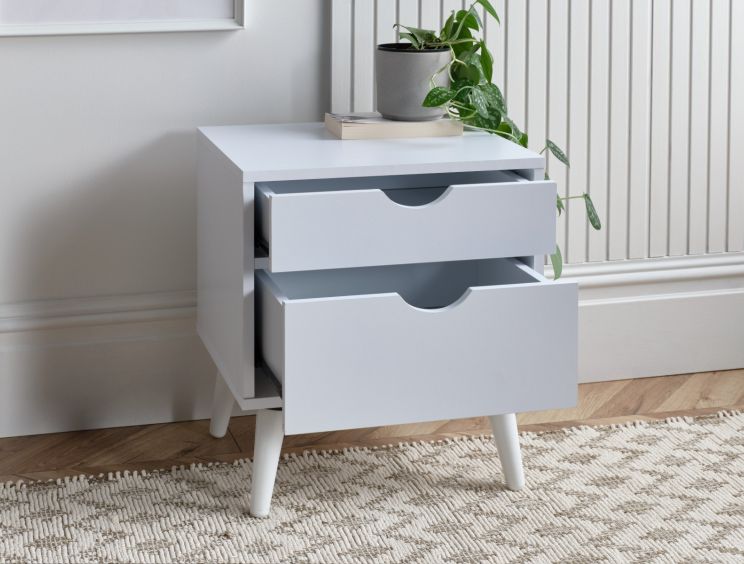 Molle 2 Drawer White Bedside