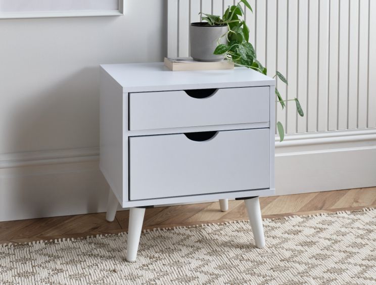 Molle 2 Drawer White Bedside