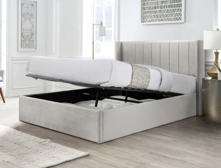 Wilson Champagne King Size Upholstered Ottoman Bed Frame